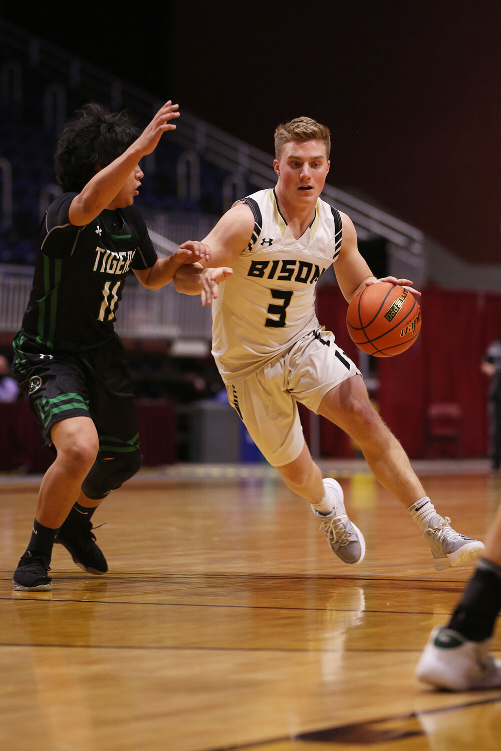 Hyrum Hatch dribbles